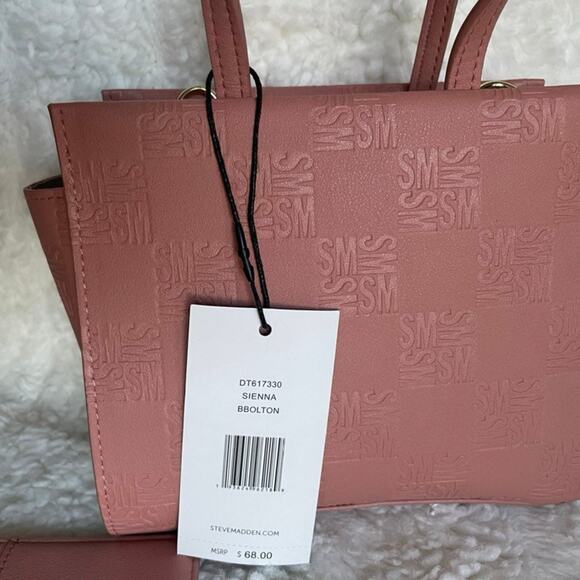 Brand New Classic STEVE MADDEN Pink BLUSH Dome Handbag Purse Satchel Vegan - Picture 9 of 9